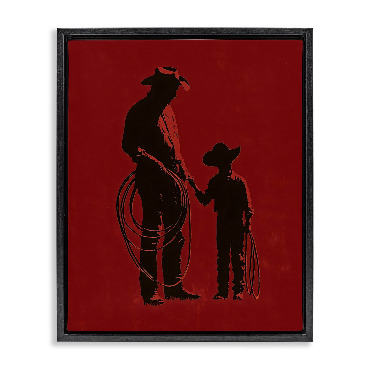 Stupell Industries Burgundy Cowboy Father & Son Floating Frame, design by Arlington Prints